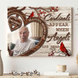 Custom Photo Dad, Papa Memorial Canvas, Loss of Father, Sympathy Gift, Angel Cardinal Wall Art