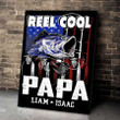 Customized Reel Cool Papa Fishing Canvas Prints for Father, Grandpa with Kids Fishing Wall Art