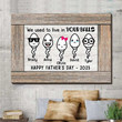 Funny Father's Day Gift, Sperm Little Boy and Daughter Art, We used to live in Your Balls Dad Canvas