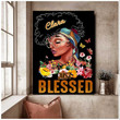 Personalized Black Mom and Black Daughter Portrait Canvas, Gift for African American Mom Wall Art