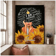 Personalized Black Mom and Black Daughter Portrait Canvas, Gift for African American Mom Wall Art