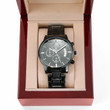 To My Amazing DAD Engraved Design Black Chronograph Watch, Gift For Him from Daughter, Anniversary Gift, Father's Day Watch