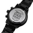 Husband, Dad, Hero, Legend Engraved Design Black Chronograph Watch, Gift for Husband, Flag Watch