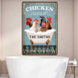 Personalized Chicken Bathtub Bathroom Metal Wall Art, Chicken Metal Sign for Farm Bathroom Decor
