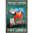 Funny Parrot Restroom Metal Wall Art, Parrot Your Butt Napkins My Lord Bathroom Vintage Metal Sign for Parrot Lovers