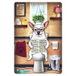 Funny Chihuahua Restroom Metal Wall Art, Flush The Toilet Newspaper Chihuahua Vintage Sign