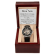 To My Dear Son Openwork Watch With Message Card - Thank You For Being A Great Dad To My Grandkids, Birthday Gift for Son, Watch For Son