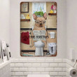 Funny French Bulldog Restroom Metal Wall Art, French Bulldog Flush the Toilet Metal Sign