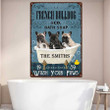 Personalized Funny French Bulldog Bathroom Metal Wall Art, Wash Your Paws Sign