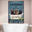 Funny Dachshund Bathroom Metal Wall Art, Dachshund Wash Your Wiener Vintage Metal Sign
