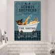Funny German Shepherd Bathtub Bathroom Metal Wall Art, Bath Soap Wash Your Paws Vintage Metal Sign