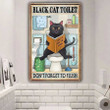 Funny Black Cat Restroom Vintage Metal Sign, Please Close the Lid Toilet Restroom Sign
