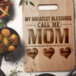 Customized My blessings call me Mom Cutting Board Engraved Text with Kid Names