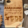 Personalized Mamasaurus Mother Engraved Cutting Board with Son and Daughter, Gift for Mom Kitchen Utensils