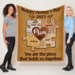 Personalized Puzzle Mom Throw Blanket, You are the piece that hold us together, Gift for Mom