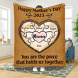 Personalized Puzzle Heart Grandma Blanket, Nana Puzzle Throw Blanket for Grandmother