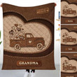 Mom Grandma Hearts Car Personalized Leather Pattern Blanket with Grandkids, Load of Love
