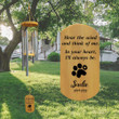 Personalized Pet Paw Print Memorial Wind Chime, Hear The Wind and Think of Me, Loss of Dog Cat Gifts, Pet Sympathy Condolence Gift