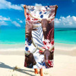 Funny Watusi American Flag Hawaiian Flowers Hawaiian Beach Towel for Farmers, Gift for Dad