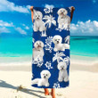 Personalized Funny Bichon Frise Blue Ocean Hawaiian Beach Towel for Women, Dog Lovers