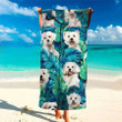 Custom Photo Funny Maltese Tribal Hawaiian Beach Towel for Women, Dog Lovers