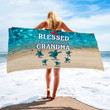 Custom Beach Towel for Mom, Blessed to be called Grandma Sea Turtle With Kids Beach Towel