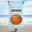Customized Striped Design Basketball Beach Towel for Men, Son Summer Gifts