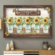 Grandma's Garden - Personalized Horizontal Canvas Prints, Custom Names Mom and Kids Sunflower Jar Wall Art
