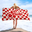 Personalized Checkerboard Beach Towel, Caro Style, Chess Pattern Beach Towel for Women, Men