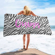 Personalized Leopard Beach Towel for Mom, Grandma, Women, Custom Pool Towel With Name