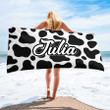 Personalized Cow Pattern Beach Towel for Women, Pool Towel for Men, Summer Gifts for Cow Lovers