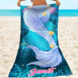 Personalized Mermaid Beach Towel Mermaid Tail Best Pool Towels for Women, Girls