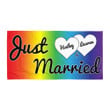 Personalized LGBT Couple Beach Towel, Just Married Rainbow Wedding Towel, LGBT Honeymoon Towel
