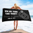 Personalized We've Tied The Know Beach Towel, Customized Honeymoon Gift for Newly Couple