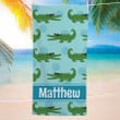 Personalized Cute Alligator Name Beach Towel, Baby Shower Gift, Kids Beach Towel