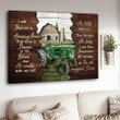 God made a Farmer Red Tractor Farmhouse Wall Art Canvas for Living Room, Gift for Farmer