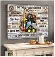 In This Firefighter Home We Always Put Family First Firefighter Canvas Prints for Dad, Son