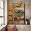 Dilypod Personalized Highland Cattle In Field Farmhouse Wall Art, Highland Canvas for Dad, Husband