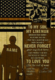 Customized To my Son Lineman Canvas for Son, Lineman Wall Art
