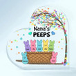 Personalized Nana's Peep Heart Shaped Acrylic, Customized Easter Day Grandma and Grandkids Acrylic Plaque