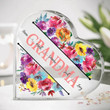 Grandma Watercolor Flowers Heart Acrylic Plaque, Gift for Grandma Heart Sign