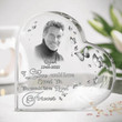 Custom Photo Dad Memorial Gift, Lost of Father Crystal Heart Shaped Acrylic Plaque, Memorial Sign for Bedroom