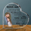 To My Badass Bonus Dad, Best Gift Idea For Step Dad - Upload Photo, Stepped Up Dad Heart Shaped Acrylic Plaque