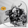 Customized Skull Couple Crystal Heart Acrylic Plaque Anniversary K1702