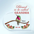 Personalized Hummingbird Grandma Heart Shaped Acrylic, Blessed To Be Called Grandma Keepsake with Grandkids