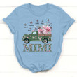 Personalized Flowers Spring Truck Grandma Shirt with Grandkids Butterflies Name Shirt