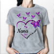 Blessed To Be Called Nana Heart Violet Butterflies Personalized Shirt For Grandma