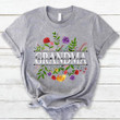 Personalized Grandma With Grandkid's Names Carnation Frame Shirt For Grandma