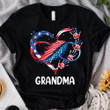 Personalized Grandma American Flag Pattern Heart With Handprints T-Shirt For Grandma