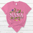 Personalized Nana With Grandkid's Names Carnation Shirt For Grandma